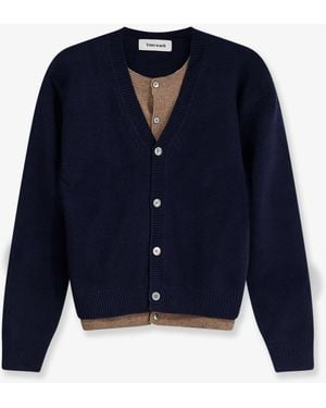 Tonywack Layered Wool Blend Cardigan - Blue