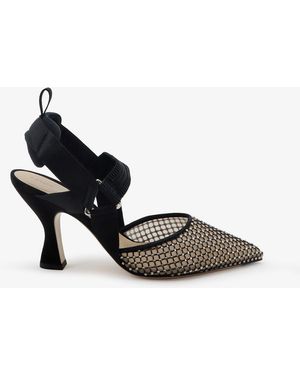 Fendi Colibrì Mesh And Suede Pumps - Black