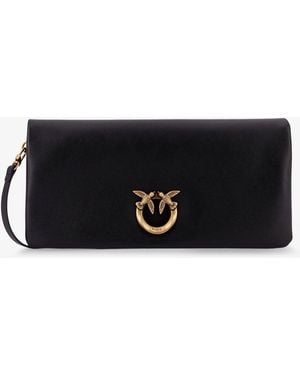 Pinko Click Soft Horizontal Leather Crossbody Bag - White