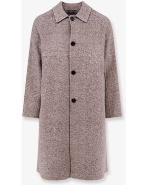Amaranto Single-Breasted Wool And Cashmere Blend Coat With Herringbone Pattern - Brown
