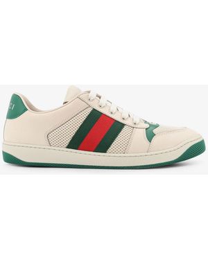 Gucci Screener Mesh And Leather Trainers With Nastro Web On The Side - White