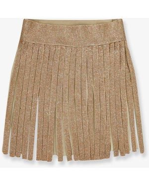 Dolce & Gabbana Skirt With Crystal Fringe - Natural