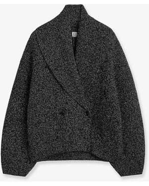 TOTEME Double-Breasted Wool Cardigan - Black