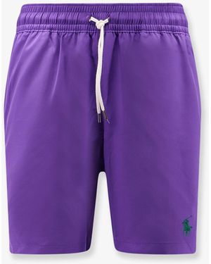 Polo Ralph Lauren Nylon Swim Trunks With Embroidered Logo - Purple