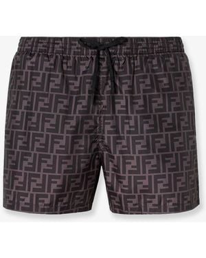 Fendi Ff Nylon Swim Trunks - Gray