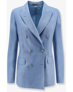 Tagliatore Parigi Double-Breasted Linen Blazer - Blue