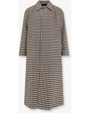 Valentino Wool And Cotton Coat With Vichy Motif - Grey