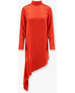 Semicouture Asymmetric Satin Dress - Red