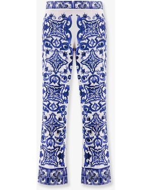 Dolce & Gabbana Dolce & Gabbana Silk Trousers With Majolica Print - Blue