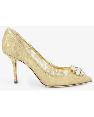 Dolce & Gabbana Bellucci Lurex Lace Court Shoes - White