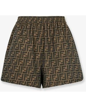 Fendi Ff Fabric Shorts - Green