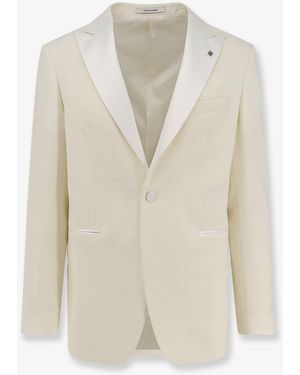 Tagliatore Tuxedo Virgin Wool Blazer - White