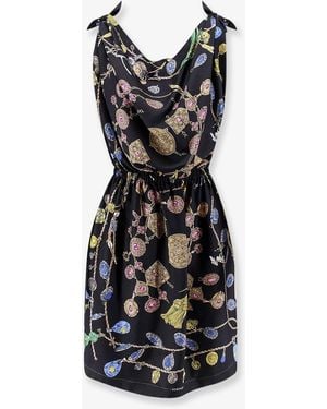 Versace Printed Silk Twill Midi Dress - Black