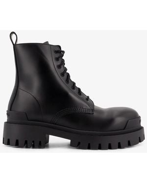 Balenciaga Leather Boots With Maxi Rubber Sole - Black