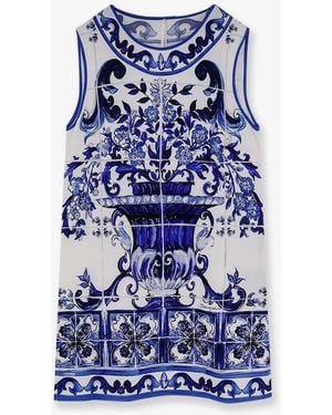 Dolce & Gabbana Silk Top With Maiolica Print - Blue