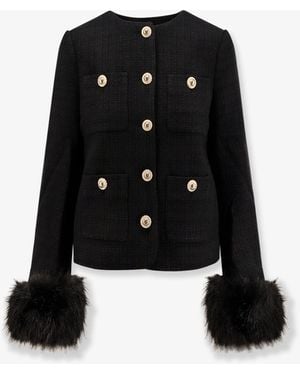 Self-Portrait Bouclé Blazer - Black