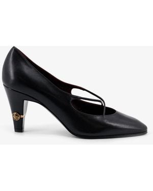 Versace Criss-Cross Medallion Leather Pumps - Black