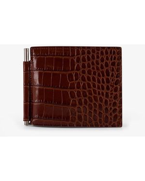 Tom Ford Leather Wallet With Croco Print - Purple