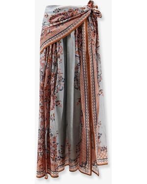 Zimmermann Aster Silk Midi Skirt With Paisley Print - White