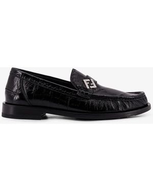 Fendi Missina Leather Loafers - Black