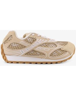 Bottega Veneta Orbit Mesh, Suede And Rubber Sneakers - Natural