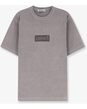 Stone Island Cotton T-Shirt With Logo Detail - Grey