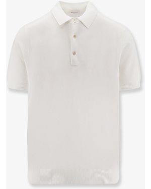 Bramani Cashmere Cotton And Silk Blend Polo - White