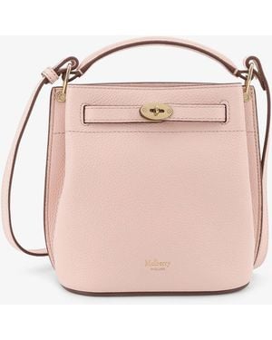 Mulberry Leather Bucket Bag With Logo - Pink