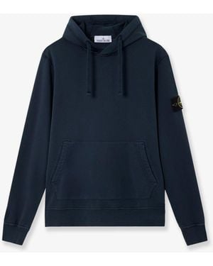 Stone Island Cotton Sweatshirt With Side Logo Patch - Blue
