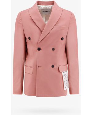 Amaranto Wool Blend Blazer With Logoed Label - Pink