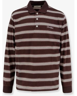 DUNST Cotton Polo Shirt With Striped Pattern - Red