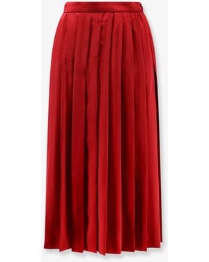 Gucci Pleated Silk Midi Skirt - Red