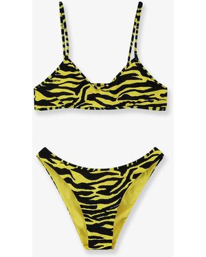 The Attico Il Primo Bagno Lycra Swimsuit With Zebra Print - Metallic