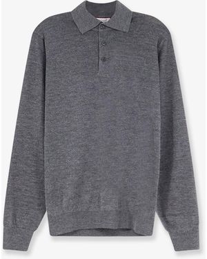 Brunello Cucinelli Cashmere And Silk Polo Shirt - Grey