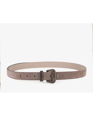 Brunello Cucinelli Suede Belt With Monili Loop - White