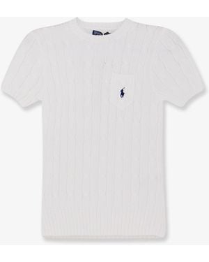 Polo Ralph Lauren Cotton Sweater With Contrasting Embroidered Logo - White