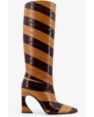 Fendi Arco Hagfish Leather Boots - Brown