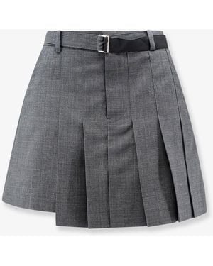 Sacai Pleated Wool Shorts - Gray