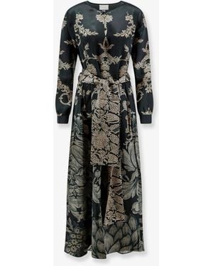 Pierre Louis Mascia Mutkas Printed Silk Long Dress - Black