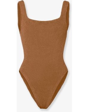 Hunza G Crinkle Fabric One-Piece Swimsuit - Brown