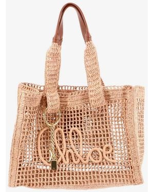 Chloé East-West Summer Banana Raffia Shoulder Bag - Natural