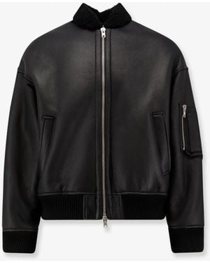 DFOUR® Leather Bomber Jacket - Black