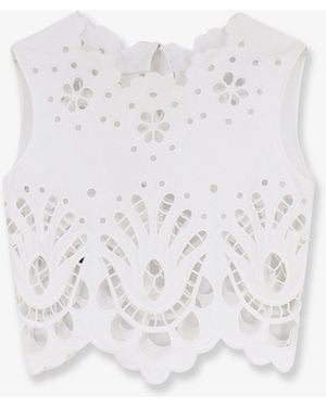 Dolce & Gabbana Cotton Crop Top With Cut-Out Embroidery - White