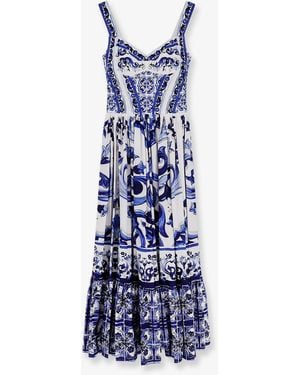 dolce gabbana dress blue white Dolce & Gabbana Silk Stretch Shift Dress