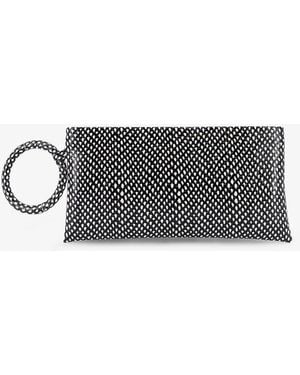Tom Ford Aura Leather Clutch Bag With Snake Motif - Grey