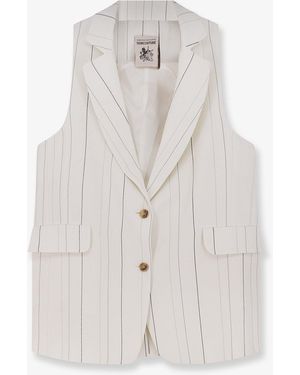Semicouture Viscose And Virgin Wool Vest - White