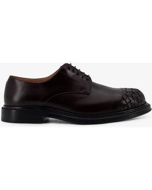 Bottega Veneta James Leather Lace-Up Shoe - Black