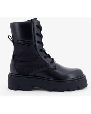 Moncler Aurea Leather And Nylon Boots - Blue