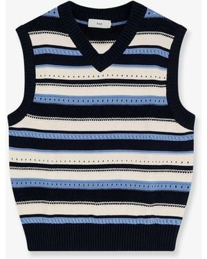 DUNST Sleeveless Cotton Jumper - Blue