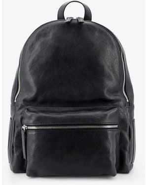 Orciani Leather Backpack With Logo - Black